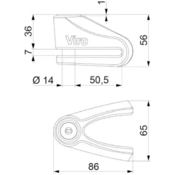 Bloccadisco Moto Viro 167 New Hardened Acciaio Cementato 14mm 3 Chiavi Incluse Nero