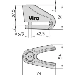 Bloccadisco Moto Viro 166.9 New Hardened Acciaio Cementato 6mm 3 Chiavi Incluse Nero
