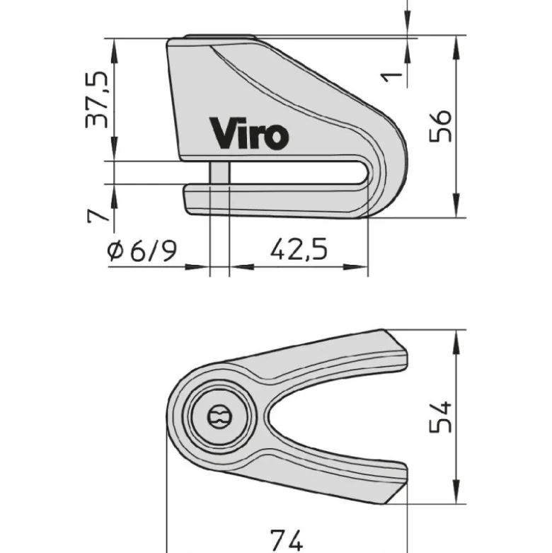 Bloccadisco Moto Viro 166.9 New Hardened Acciaio Cementato 6mm 3 Chiavi Incluse Nero