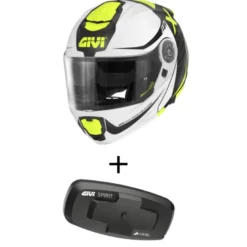 Bundle Casco Givi X.27 Dimension Nero Opaco Titanio Giallo con Interfono Givi I319S