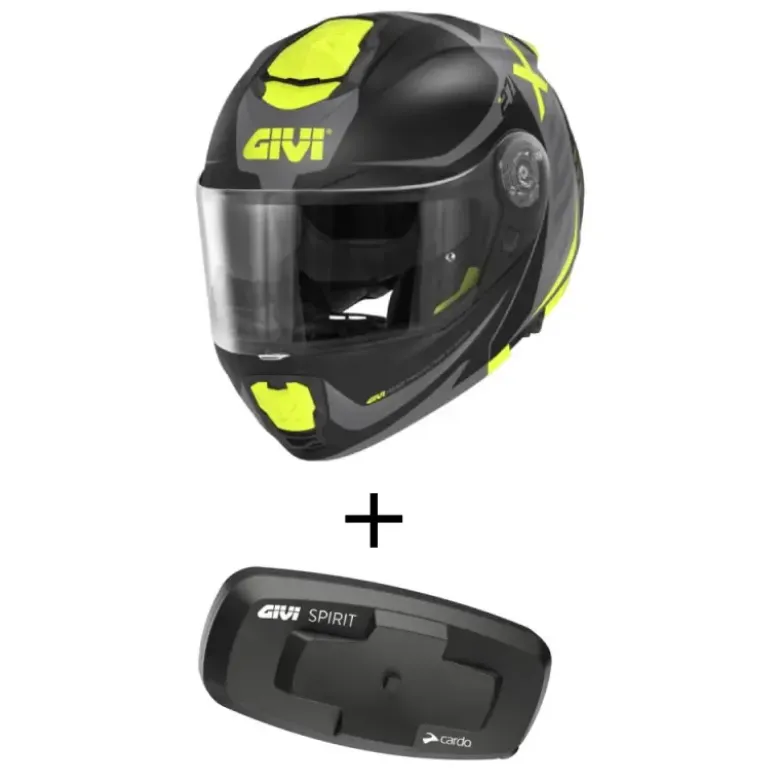 Bundle Casco Givi X.27 Dimension Nero Opaco Titanio Giallo con Interfono Givi I319S