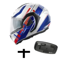 Bundle Casco Givi X.30 Pulsar Bianco Rosso Blu Lucido con Interfono Givi I319S