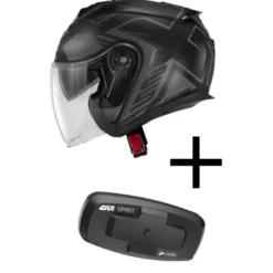 Bundle Casco Jet Givi X.25 Trace Nero Titanio con Interfono Givi I319S