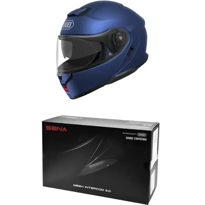 Bundle Shoei Neotec 3 Blu Opaco + Interfono SRL-3
