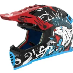 Casco Cross Bambino Ls2 MX437 Fast Evo II Mini Starmaw Nero Lucido