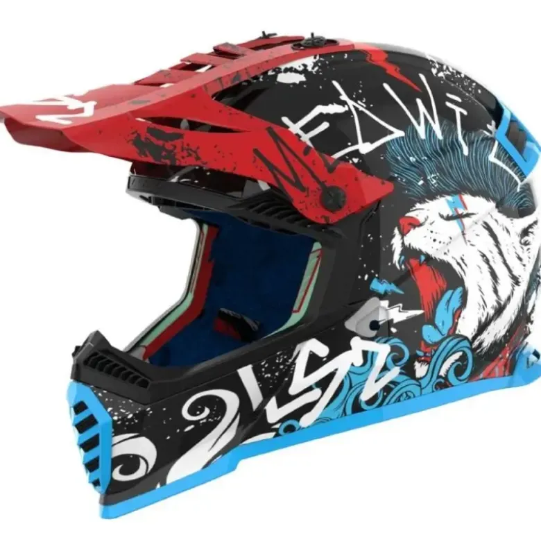 Casco Cross Bambino Ls2 MX437 Fast Evo II Mini Starmaw Nero Lucido