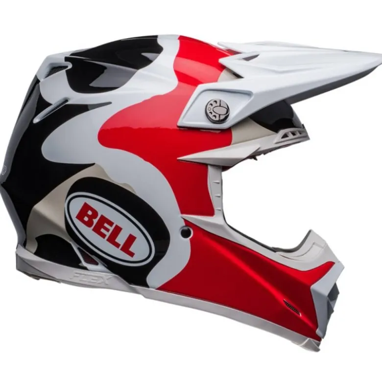 Casco Cross Bell Moto-9s Flex 2023 Hello Costeau Reef Bianco Rosso Opaco Ece 06