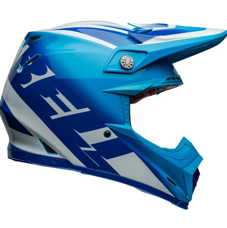 Casco Cross Bell Moto-9s Flex 2024 Rail Blu Bianco