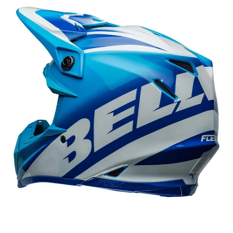 Casco Cross Bell Moto-9s Flex 2024 Rail Blu Bianco