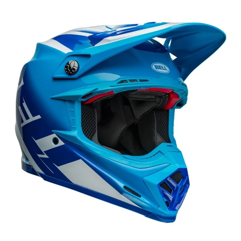 Casco Cross Bell Moto-9s Flex 2024 Rail Blu Bianco