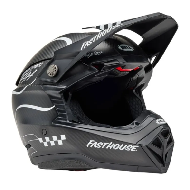 Casco Cross Bell Moto-10 Spherical 2025 Fasthouse Raven Nero Opaco Bianco ECE 06