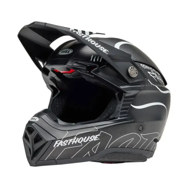 Casco Cross Bell Moto-10 Spherical 2025 Fasthouse Raven Nero Opaco Bianco ECE 06