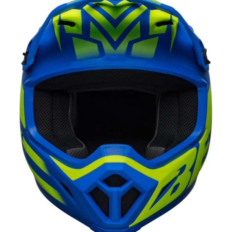 Casco Cross Bell MX-9 Mips Disrupt Blu Opaco Giallo Alta Visibilità