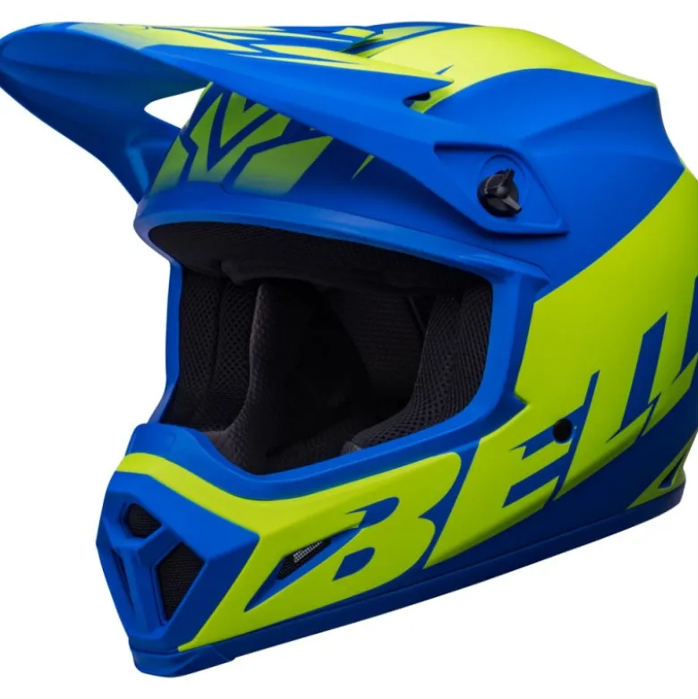Casco Cross Bell MX-9 Mips Disrupt Blu Opaco Giallo Alta Visibilità