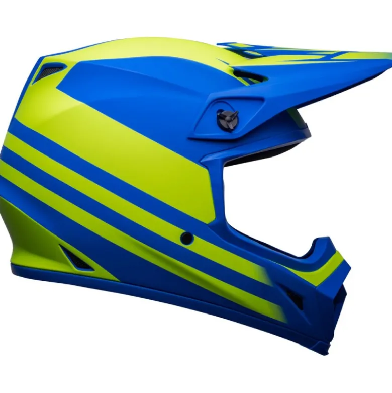 Casco Cross Bell MX-9 Mips Disrupt Blu Opaco Giallo Alta Visibilità