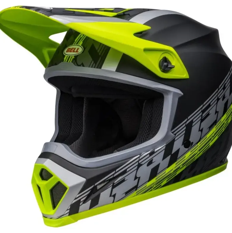 Casco Cross Bell MX-9 Mips Offset Nero Opaco Giallo Alta Visibilità