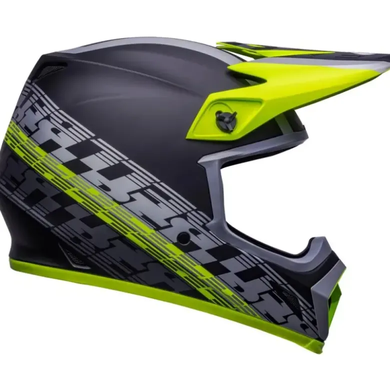 Casco Cross Bell MX-9 Mips Offset Nero Opaco Giallo Alta Visibilità