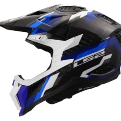 Casco Cross Carbonio Ls2 MX703 X-Force Phantom Blu Bianco Lucido