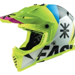 Casco Cross Enduro Ls2 Mx437 Fast Evo Heavy Bianco H-V Giallo
