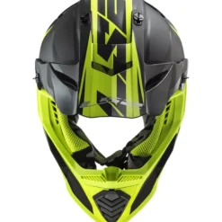 Casco Cross Enduro Ls2 Mx437 Fast Evo Roar Nero Opaco Giallo Alta Visibilità