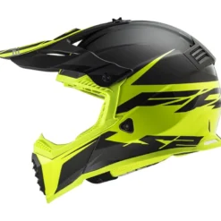 Casco Cross Enduro Ls2 Mx437 Fast Evo Roar Nero Opaco Giallo Alta Visibilità