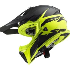Casco Cross Enduro Ls2 Mx437 Fast Evo Roar Nero Opaco Giallo Alta Visibilità