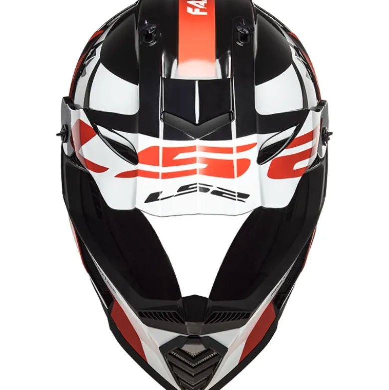 Casco Cross Enduro Ls2 Mx437 Fast Evo Strike Nero Bianco Rosso