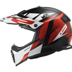 Casco Cross Enduro Ls2 Mx437 Fast Evo Strike Nero Bianco Rosso