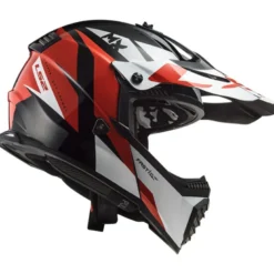 Casco Cross Enduro Ls2 Mx437 Fast Evo Strike Nero Bianco Rosso