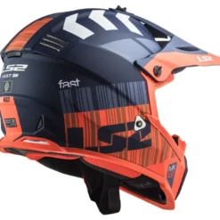 Casco Cross Enduro Ls2 Mx437 Fast Evo Xcode Arancione Fluo Opaco Blu