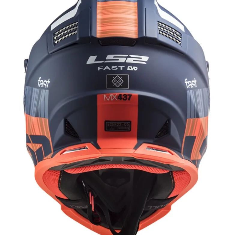 Casco Cross Enduro Ls2 Mx437 Fast Evo Xcode Arancione Fluo Opaco Blu