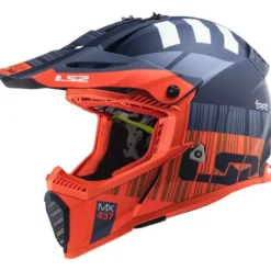 Casco Cross Enduro Ls2 Mx437 Fast Evo Xcode Arancione Fluo Opaco Blu