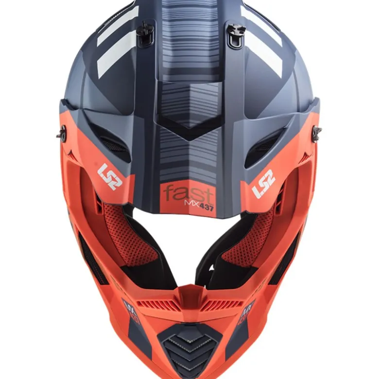 Casco Cross Enduro Ls2 Mx437 Fast Evo Xcode Arancione Fluo Opaco Blu