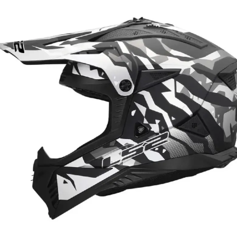 Casco Cross Ls2 Mx708 Fast II Grotesk Nero Grigio Opaco