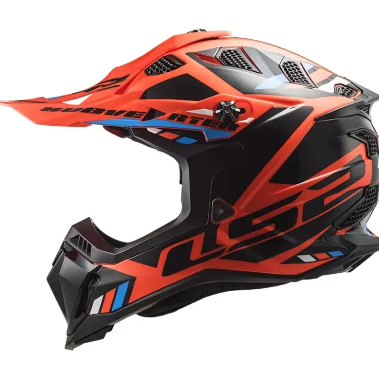 Casco Cross Ls2 Mx700 Subverter Evo II Stomp Arancio Fluo Nero Lucido