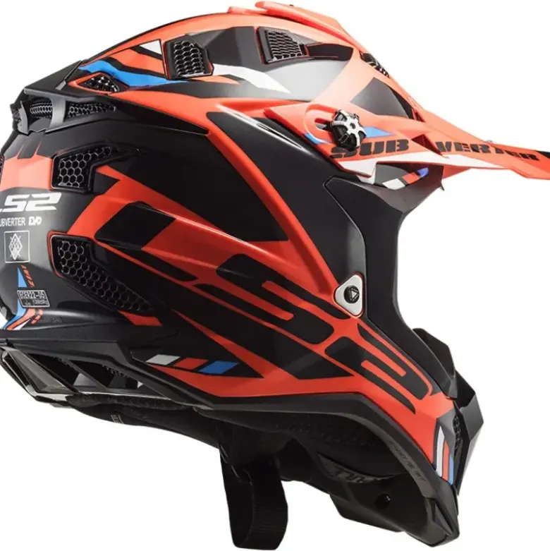 Casco Cross Ls2 Mx700 Subverter Evo II Stomp Arancio Fluo Nero Lucido