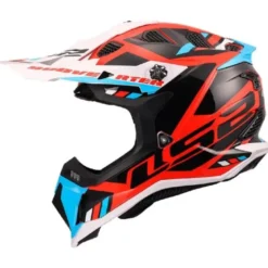 Casco Cross Ls2 Mx700 Subverter Evo II Stomp Bianco Blu Rosso Lucido