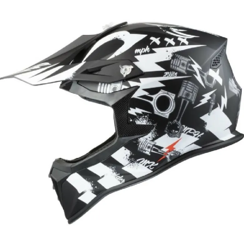 Casco Cross MPH Jumper Pistone Nero Opaco Bianco