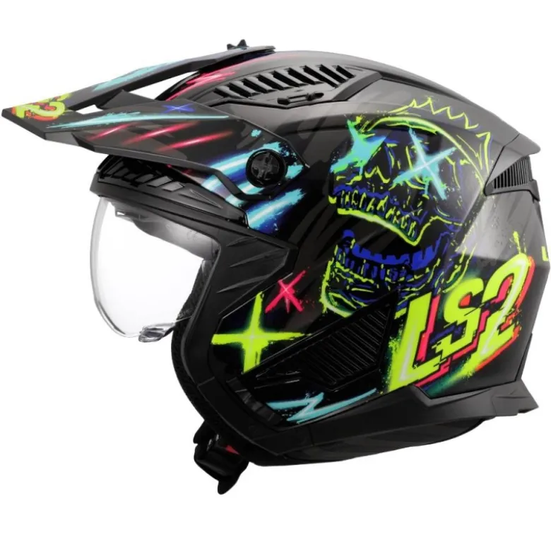 Casco Crossover Ls2 OF606 Drifter Rayz Nero Blu