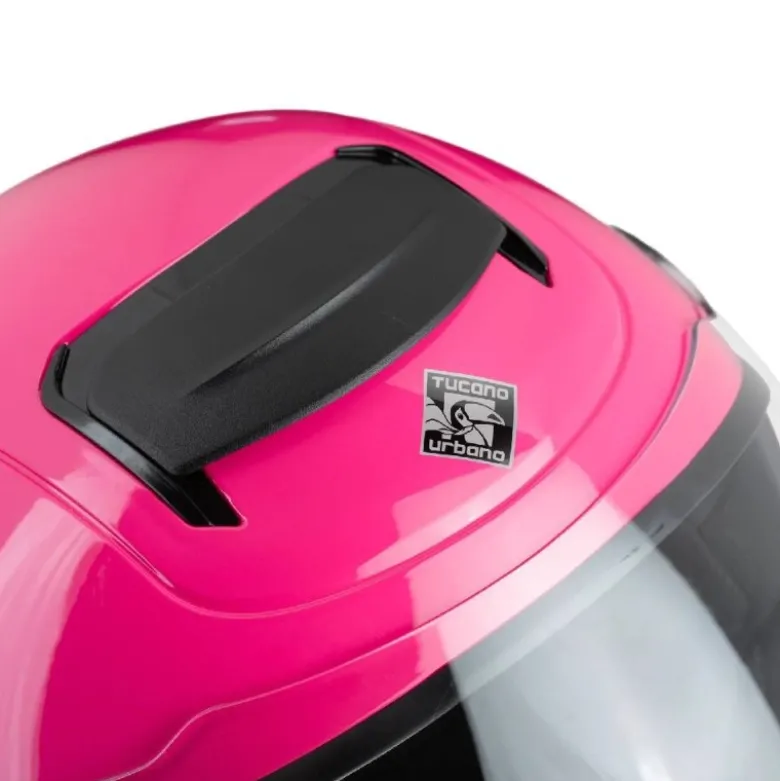 Casco Demi-jet Bambino Tucano Urbano El'Kid Rosa Lucido
