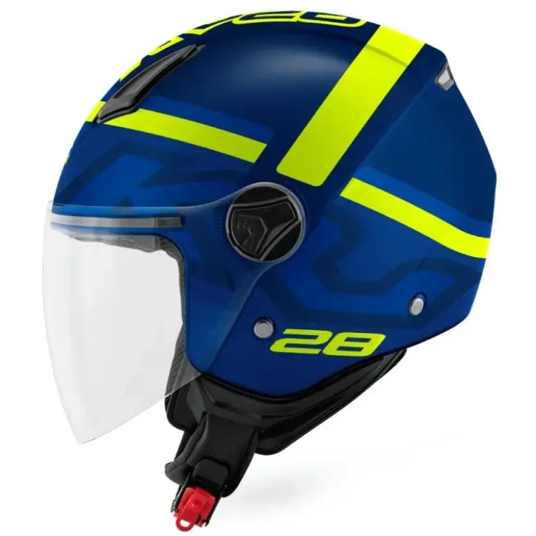 Casco Demi-Jet Kappa KV28R Evo Join Blu Opaco Giallo