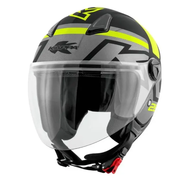 Casco Demi-Jet Kappa KV28R Evo Join Nero Titanio Giallo