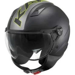Casco Demi-Jet Kappa KV57 Striker Nero Opaco Titanio Giallo