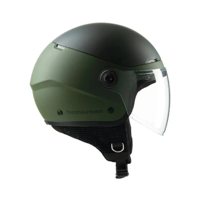 Casco Demi-jet Tucano Urbano El'Pop Verde Militare Opaco