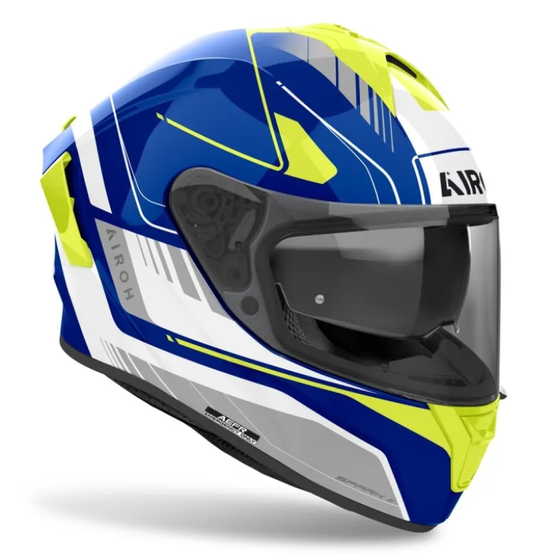 Casco Integrale Airoh Spark 2 Chrono Blu Giallo Lucido