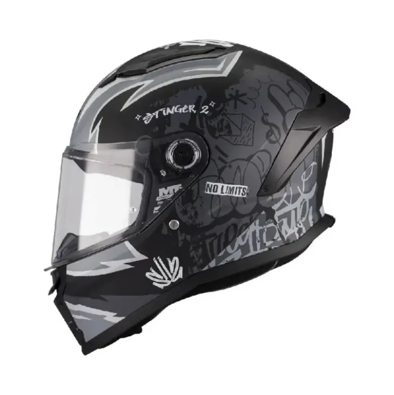 Casco Integrale Bambino Mt Helmets Ff126 Stinger 2 B2 Tagger Nero Grigio Opaco