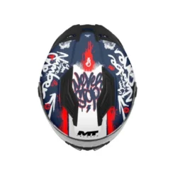 Casco Integrale Bambino Mt Helmets Ff126 Stinger 2 C17 Rocket Blu Bianco Rosso Opaco