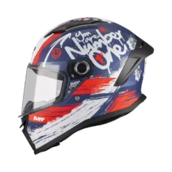 Casco Integrale Bambino Mt Helmets Ff126 Stinger 2 C17 Rocket Blu Bianco Rosso Opaco