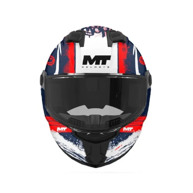 Casco Integrale Bambino Mt Helmets Ff126 Stinger 2 C17 Rocket Blu Bianco Rosso Opaco