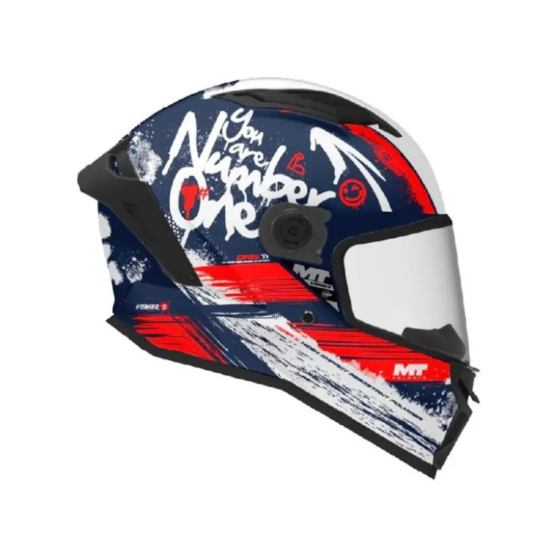 Casco Integrale Bambino Mt Helmets Ff126 Stinger 2 C17 Rocket Blu Bianco Rosso Opaco